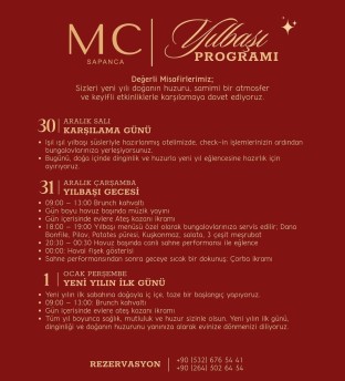 MC Sapanca Doğal Yaşam Oteli Yılbaşı Programı 2026