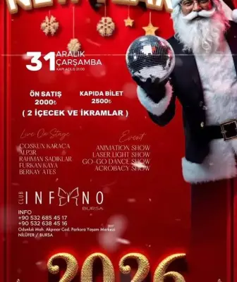Club İnferno Mania Bursa Yılbaşı Programı 2026