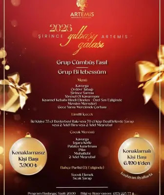Artemis Restaurant & Şarap Evi Şirince Yılbaşı Programı 2026