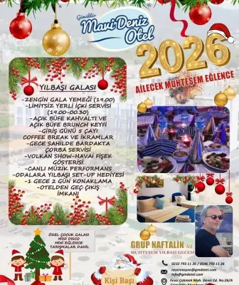 İzmir Yılbaşı 2026 Programı Gümüldür Mavi Deniz Otel