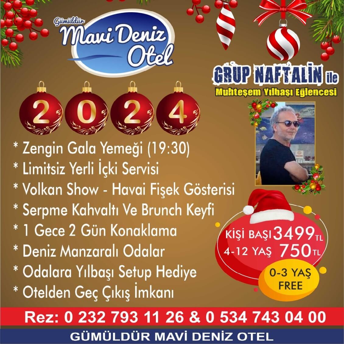İzmir Gümüldür Mavi Deniz Otel Yılbaşı Programı 2024