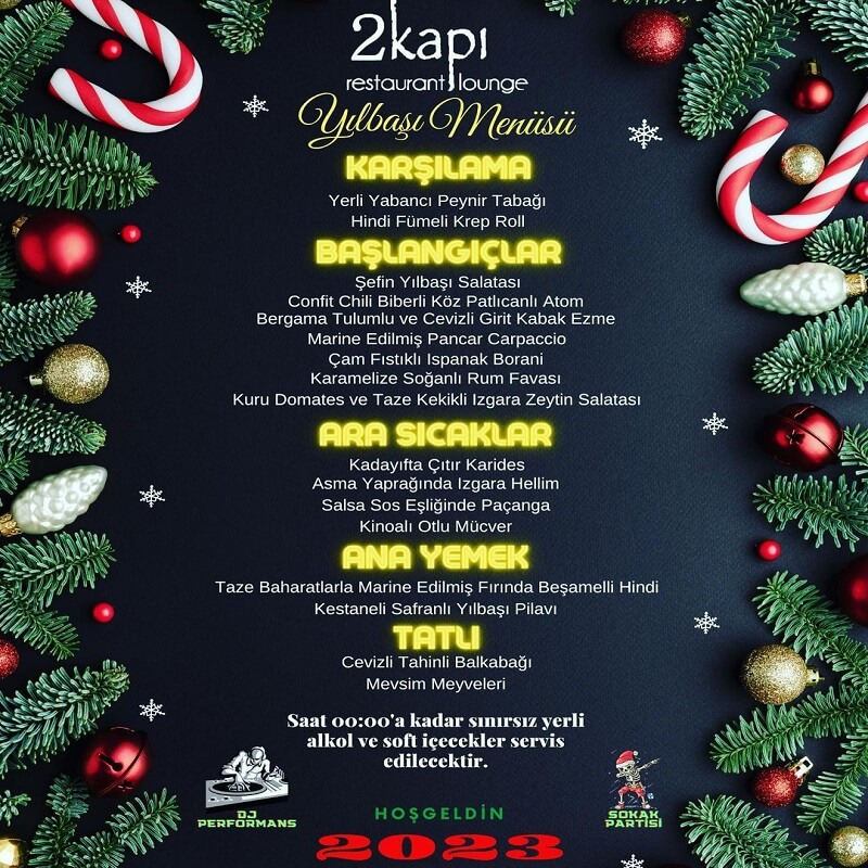 2 Kapı Restaurant & Lounge Alaçatı Yılbaşı Programı 2023