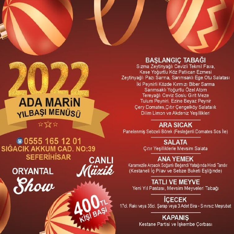 Ada Marin Hotel Sığacık İzmir Yılbaşı Programı 2022