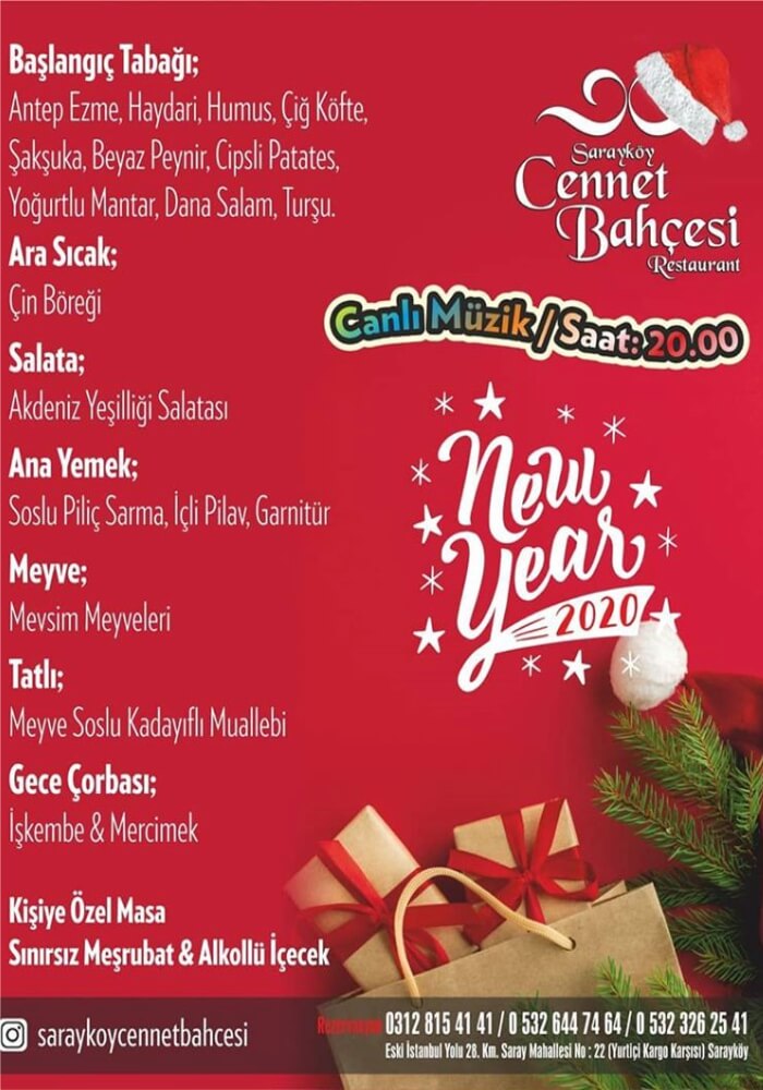 Ankara Sarayköy Cennet Bahçesi Yılbaşı Programı 2020