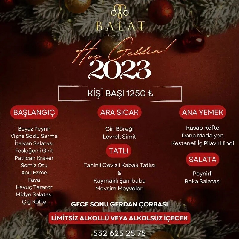 Balat Ocakbaşı Eskişehir Yılbaşı Programı 2023