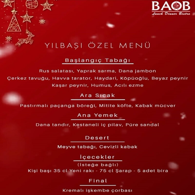 BAOB Restaurant Bursa Yılbaşı Programı 2022