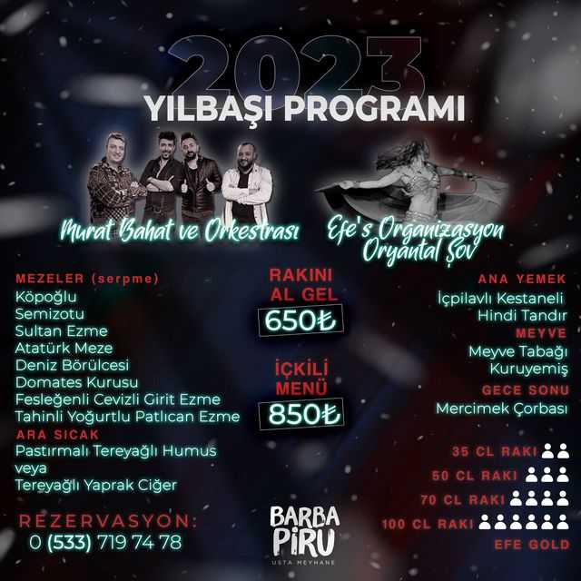 Barba Piru Meyhane Ankara Yılbaşı Programı 2023