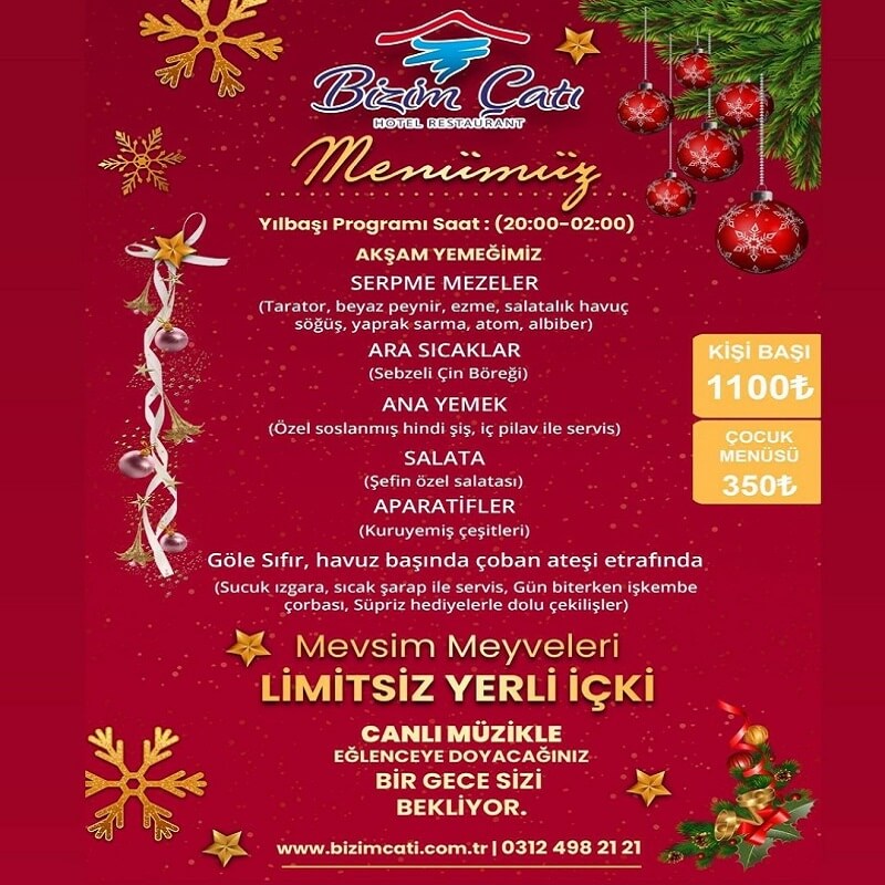 Bizim Çatı Otel ve Restoran Gölbaşı Yılbaşı Programı 2023