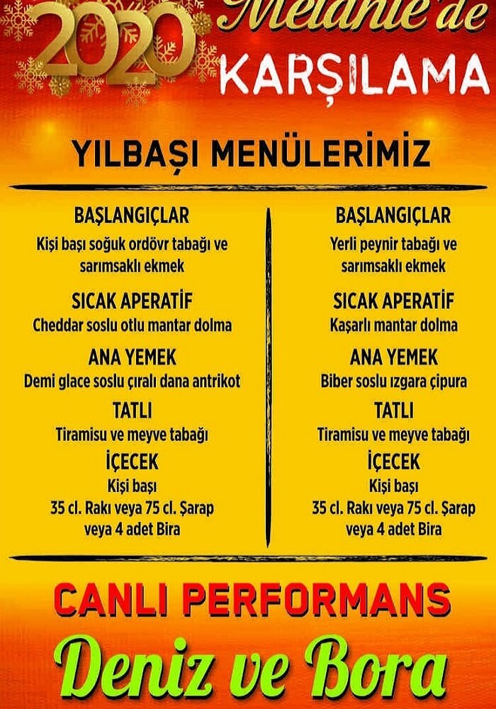 Cafe Melanie İzmir Yılbaşı Programı 2020