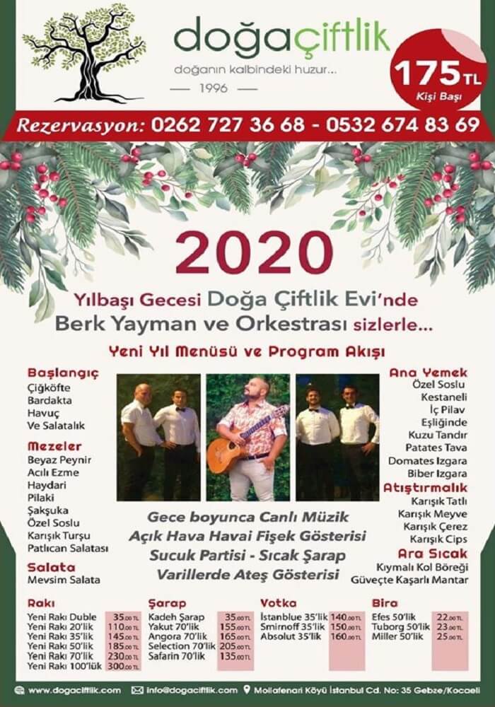 Doğa Çiftlik Evi Kocaeli Yılbaşı Programı 2020