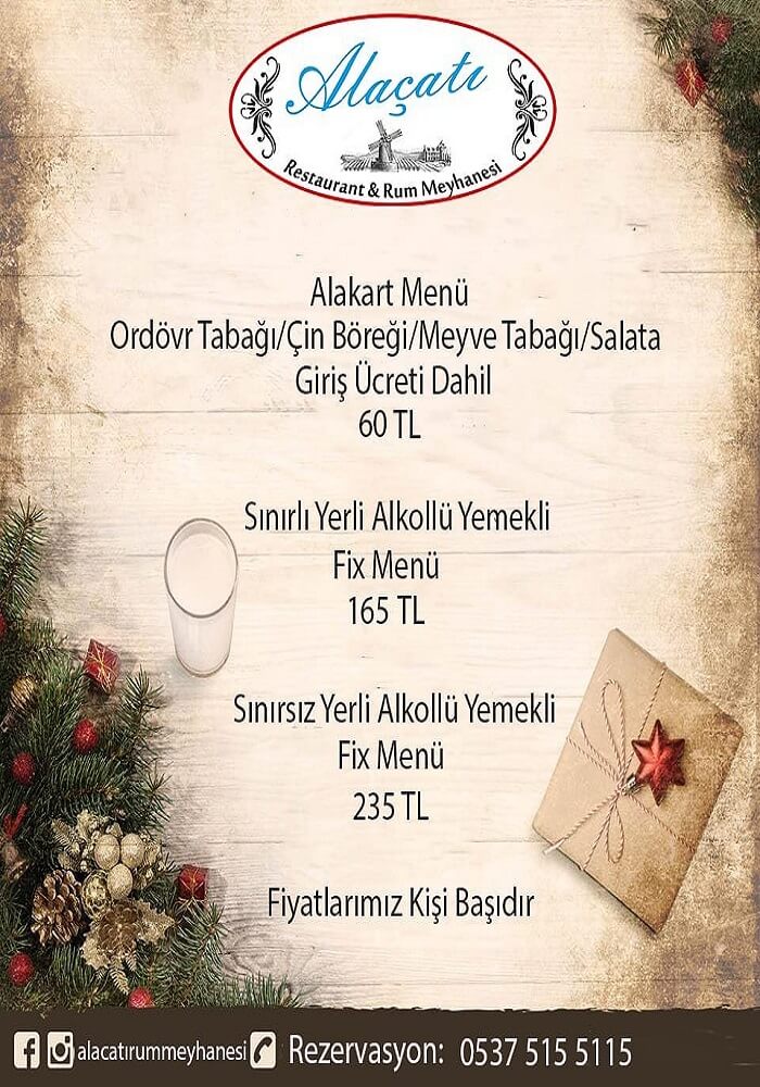 Eskişehir Alaçatı Restaurant Rum Meyhanesi Yılbaşı Programı 2020