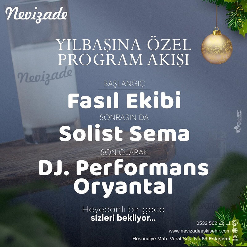 Eskişehir Nevizade Meyhanesi Yılbaşı Programı 2023