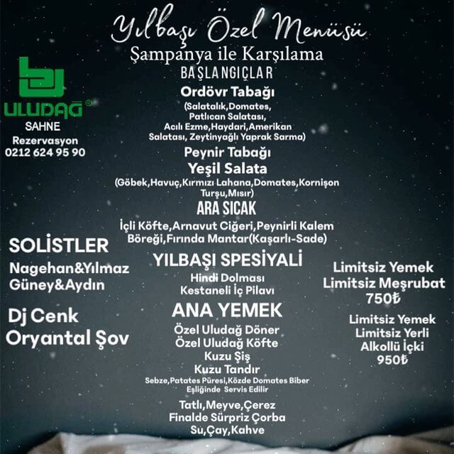 Florya Uludağ Et Lokantası Yılbaşı Programı 2022