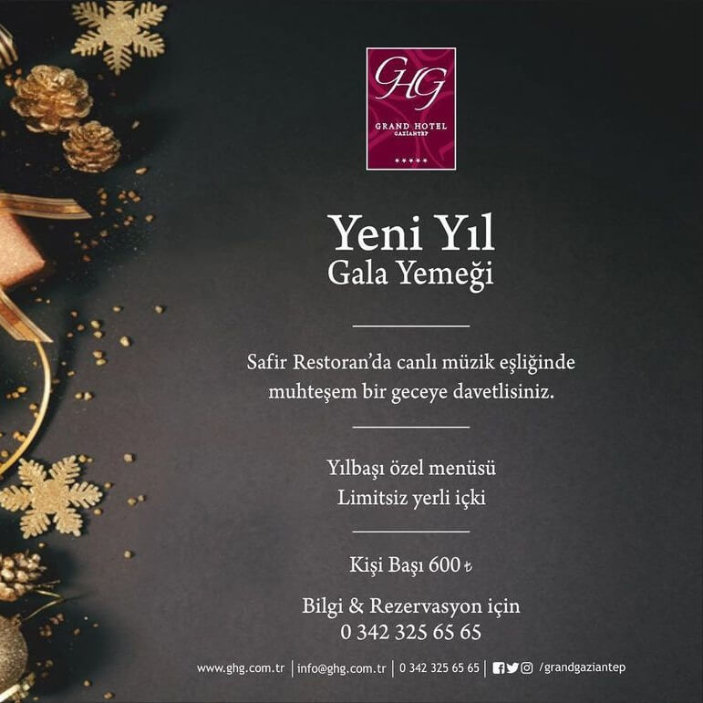 Grand Hotel Gaziantep Yılbaşı Programı 2022
