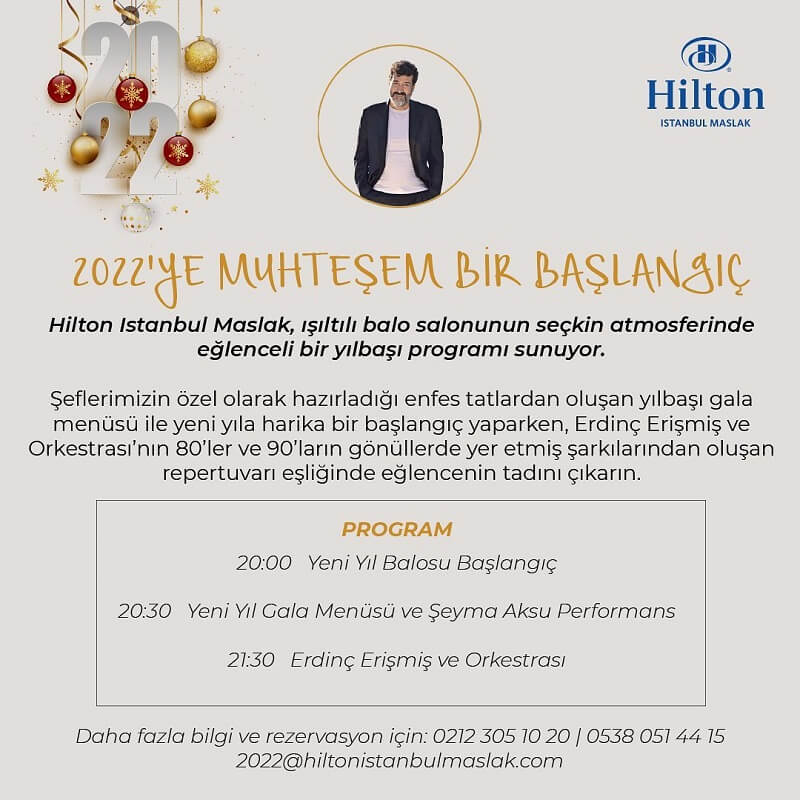 Hilton Maslak Hotel İstanbul Yılbaşı Programı 2022