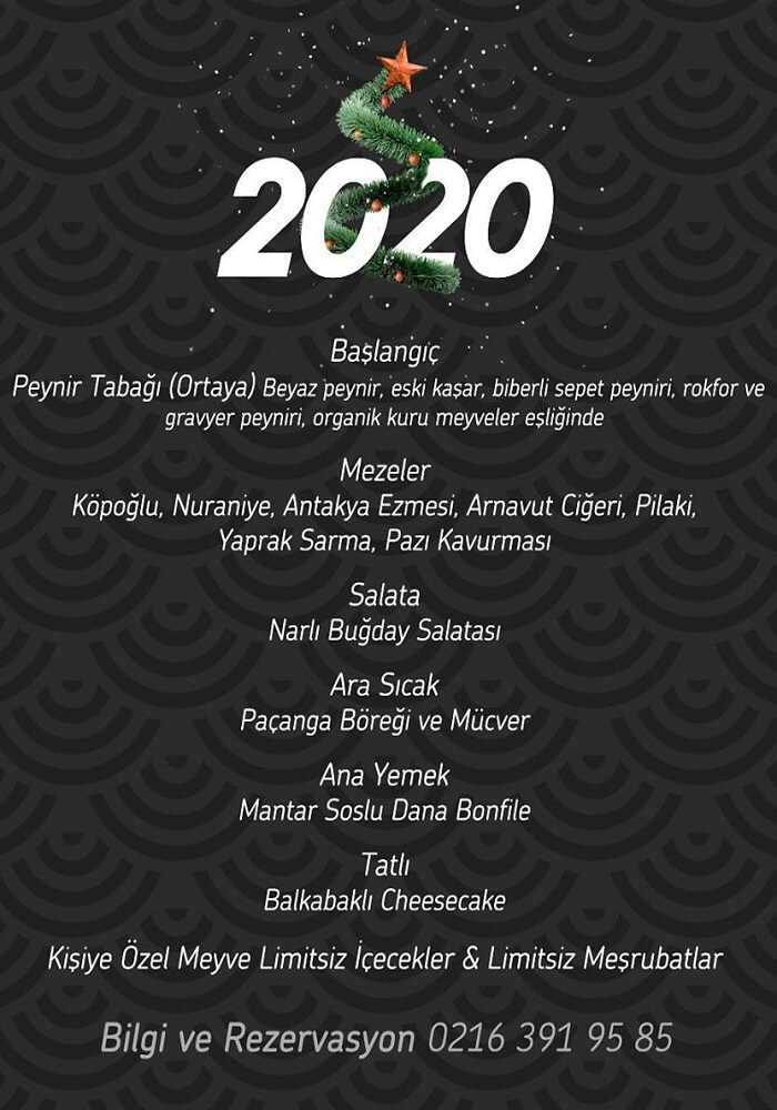 İstanbul Bridge Restaurant Yılbaşı Menüsü 2020