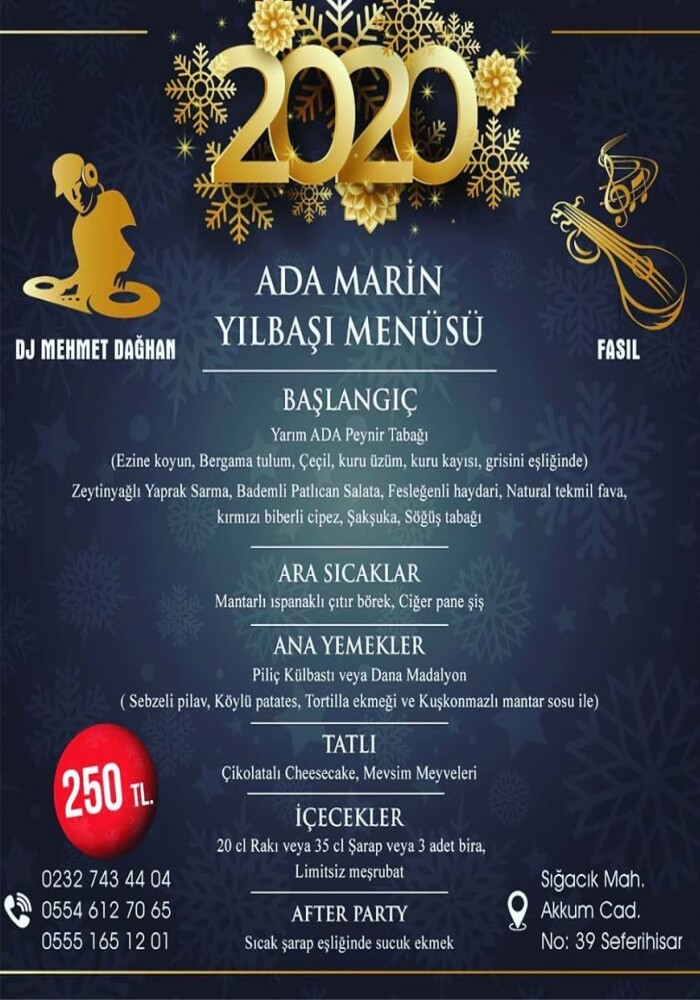İzmir Ada Marin Hotel Sığacık Yılbaşı Programı 2020
