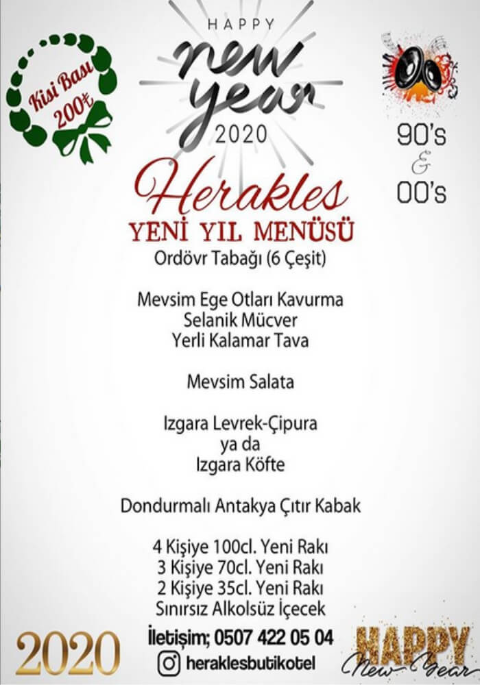 İzmir Herakles Butik Otel Restaurant Yılbaşı Programı 2020