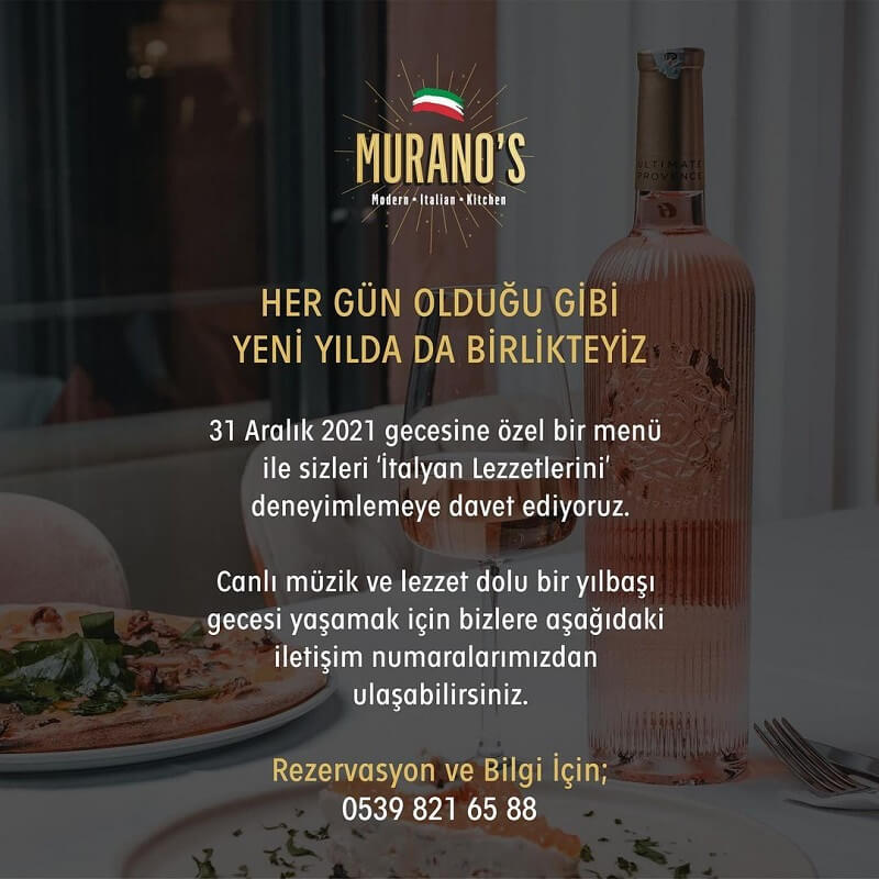 İzmir Muranos Kitchen Restaurant Yılbaşı Programı 2022