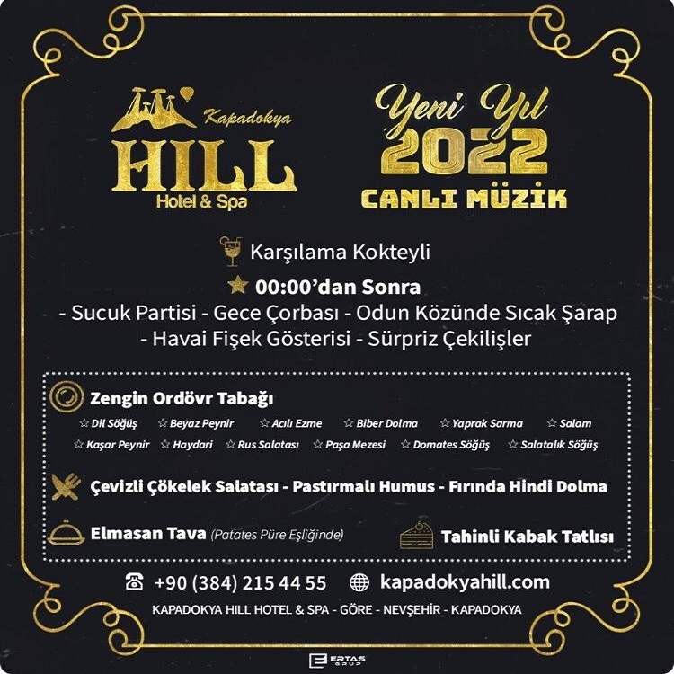 Kapadokya Hill Hotel Yılbaşı Programı 2022
