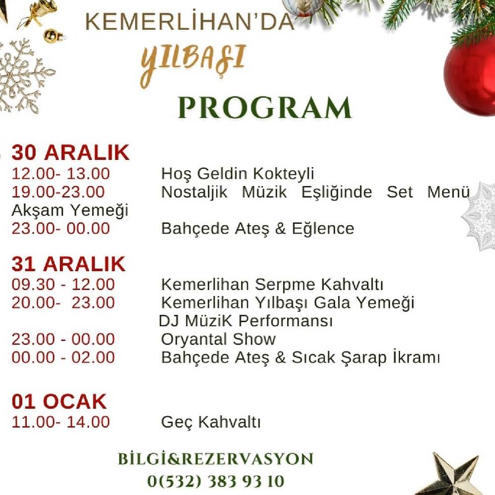 Kemerlihan Deluxe Hotel Alaçatı Yılbaşı Programı 2024