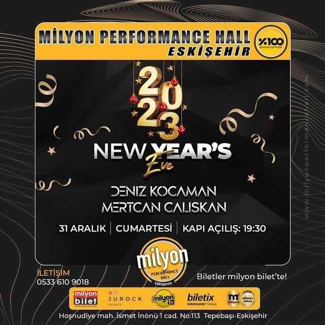 Milyon Performance Hall Eskişehir Yılbaşı Programı 2023