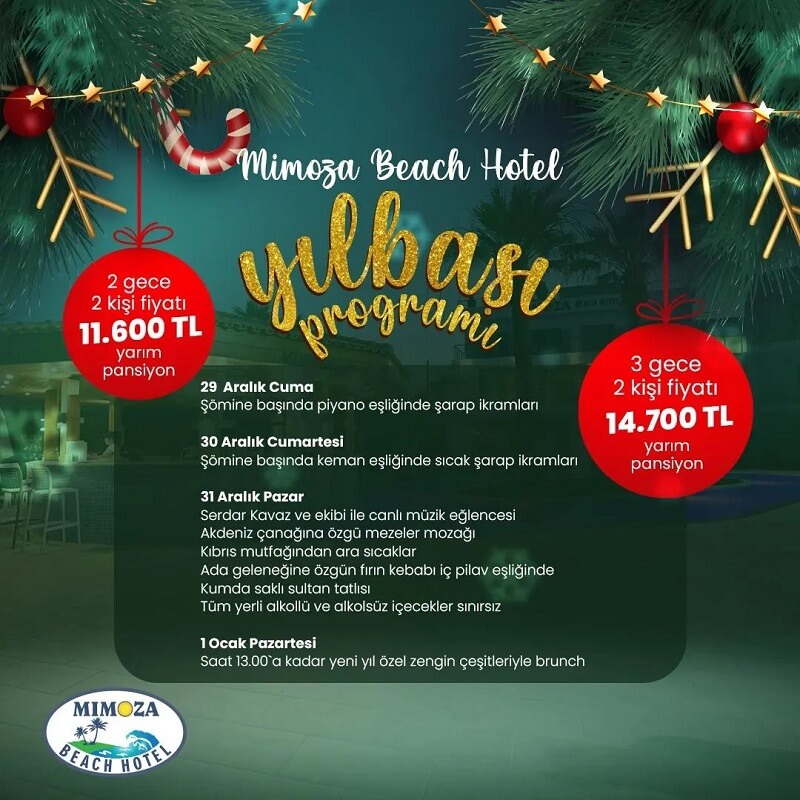 Mimoza Beach Hotel Kıbrıs Yılbaşı Programı 2024