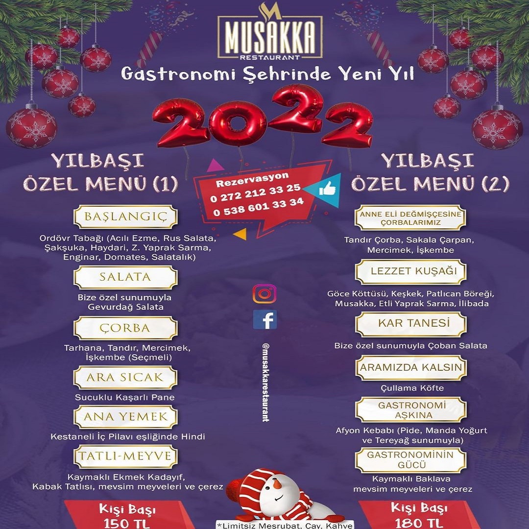 Musakka Restaurant Afyon Yılbaşı Programı 2022