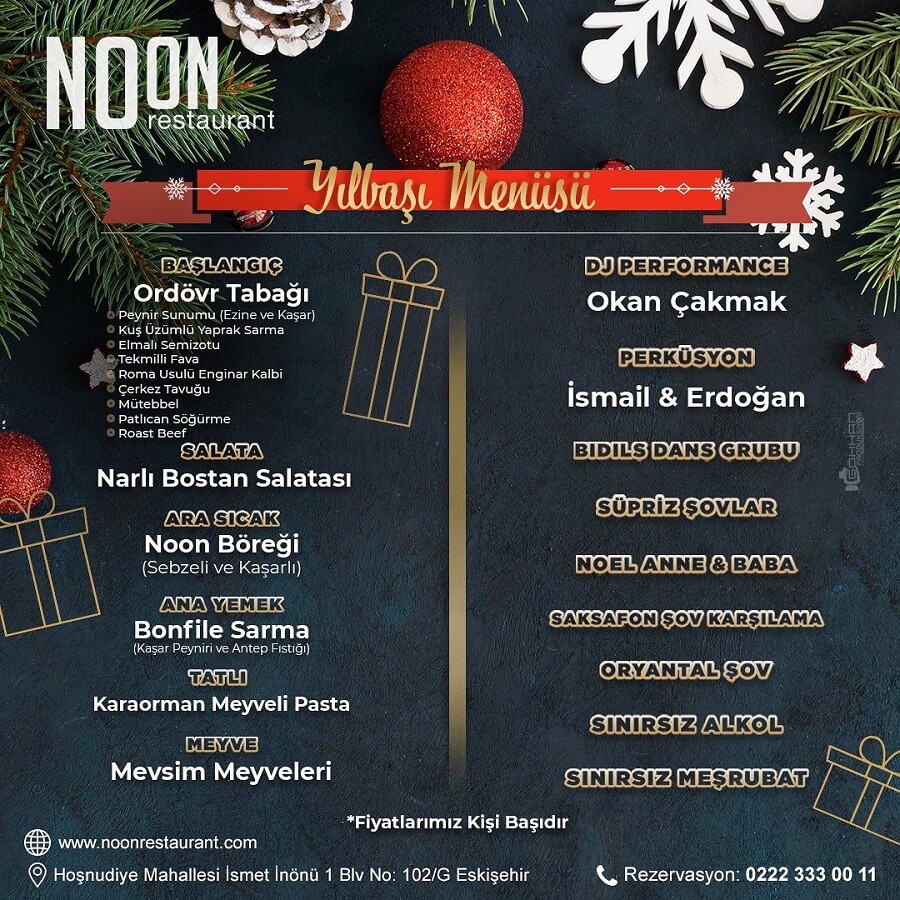 Noon Restaurant Eskişehir Yılbaşı Programı 2023
