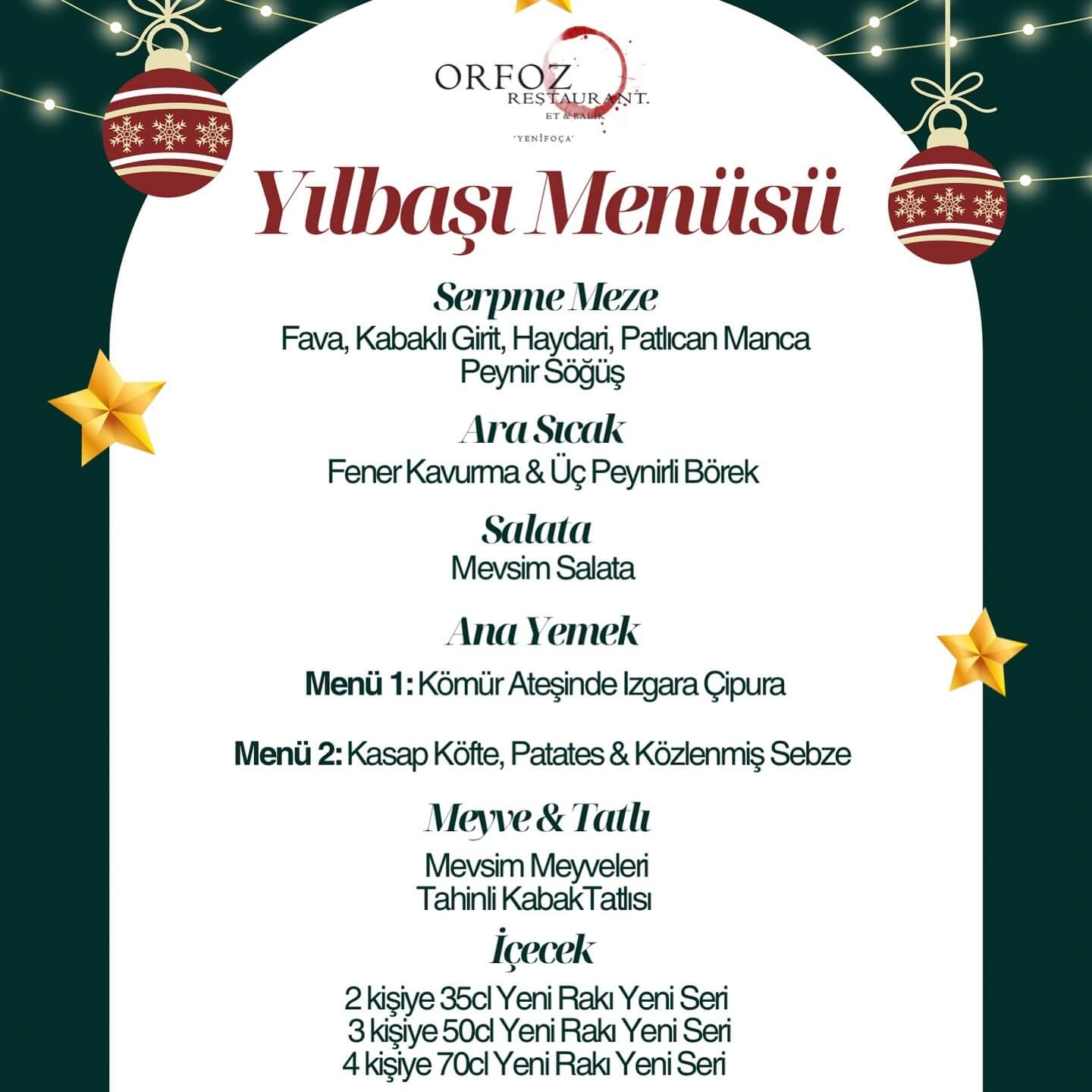 Orfoz Restaurant Yenifoça Yılbaşı Programı 2024