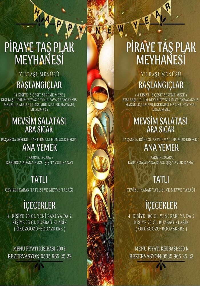 Piraye Taş Plak Meyhanesi Yılbaşı Programı 2020