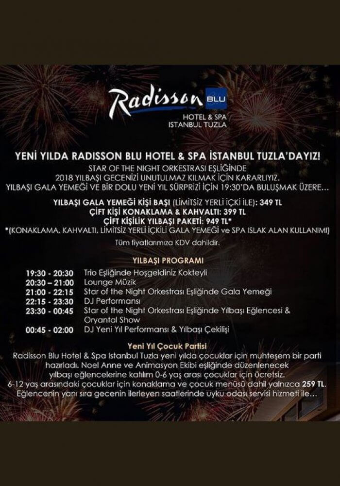 Radisson Blu Hotel Istanbul Tuzla Yılbaşı 2018