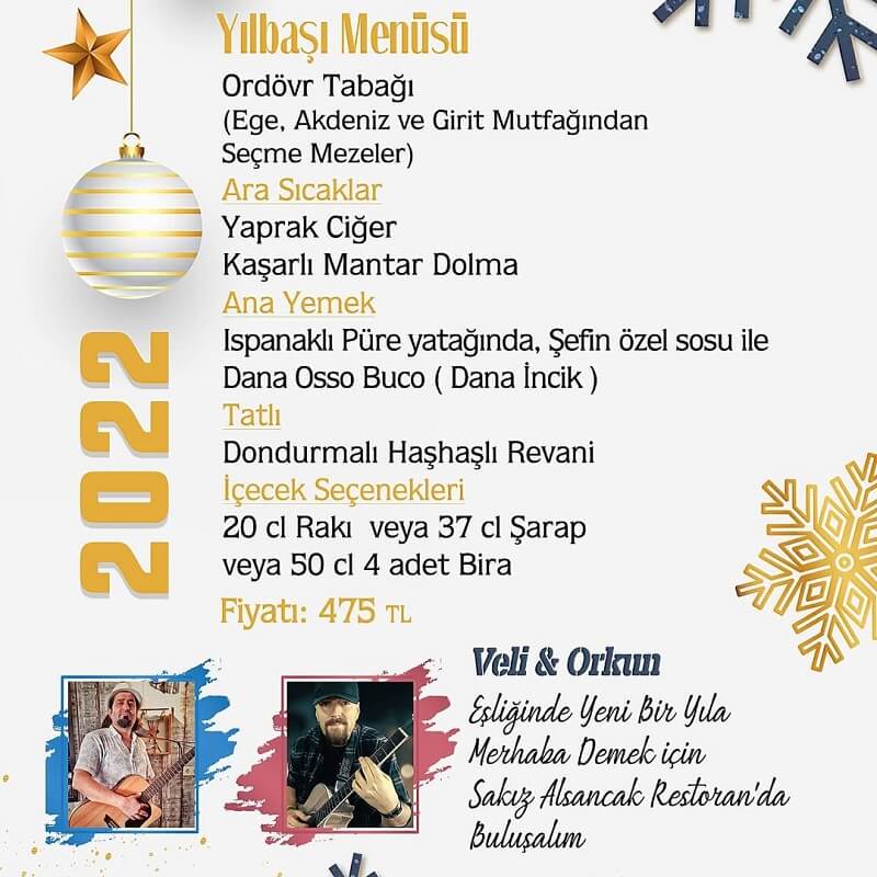 Sakız Alsancak Restaurant Yılbaşı Programı 2022