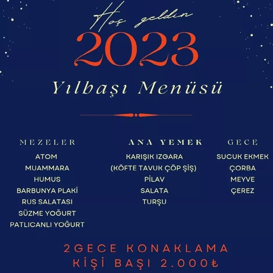 Şaymana Arslanköy Konaklama Tesisi Yılbaşı Programı 2023