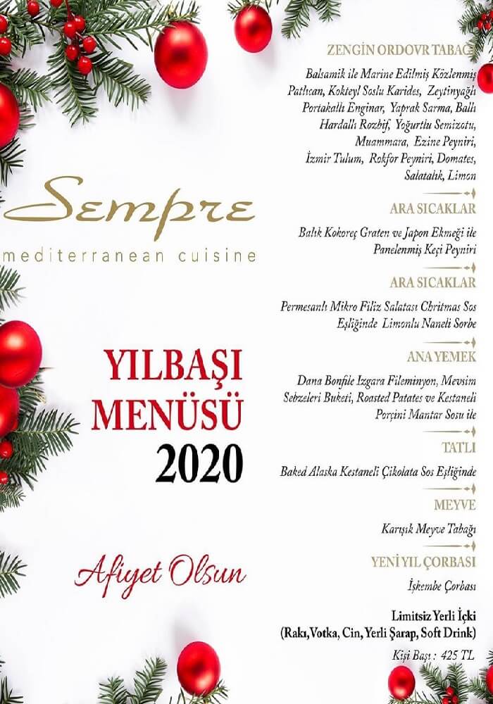 Sempre Restaurant Eskişehir Yılbaşı Programı 2020