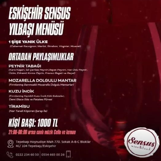Sensus Wine Eskişehir Yılbaşı Programı 2023