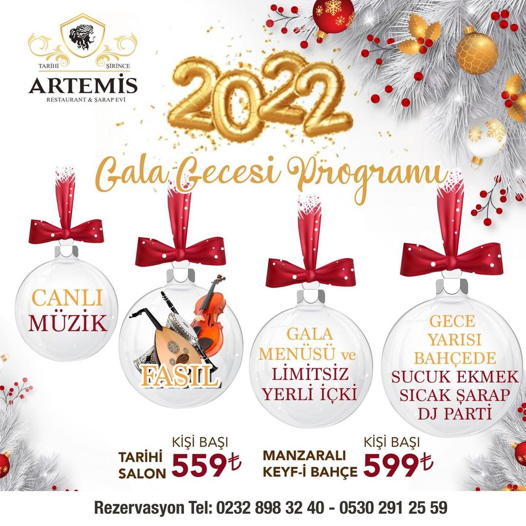 Şirince Artemis Restaurant İzmir Yılbaşı Programı 2022
