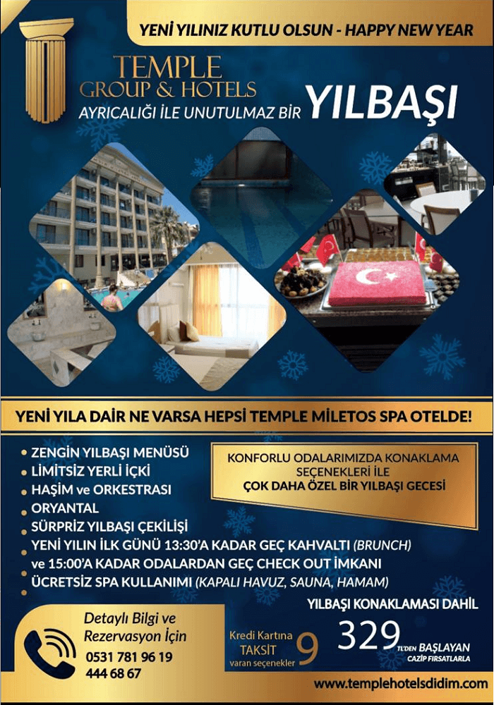 Temple Miletos Hotel Didim Yılbaşı Programı 2020