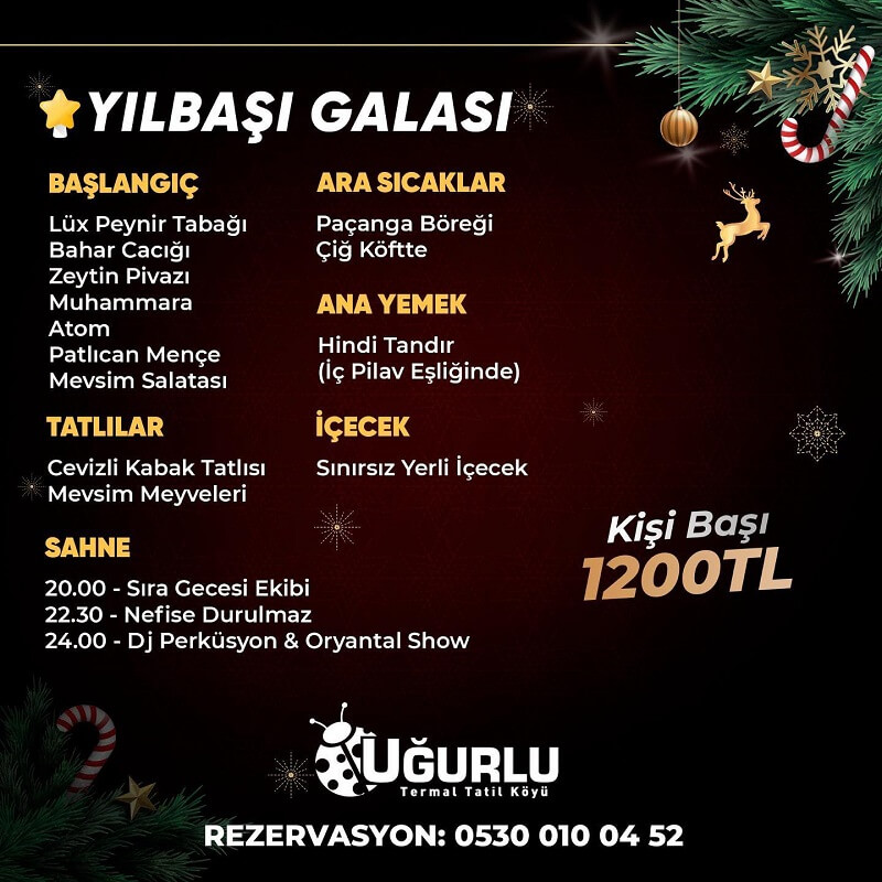 Uğurlu Termal Otel Gaziantep Yılbaşı Programı 2023