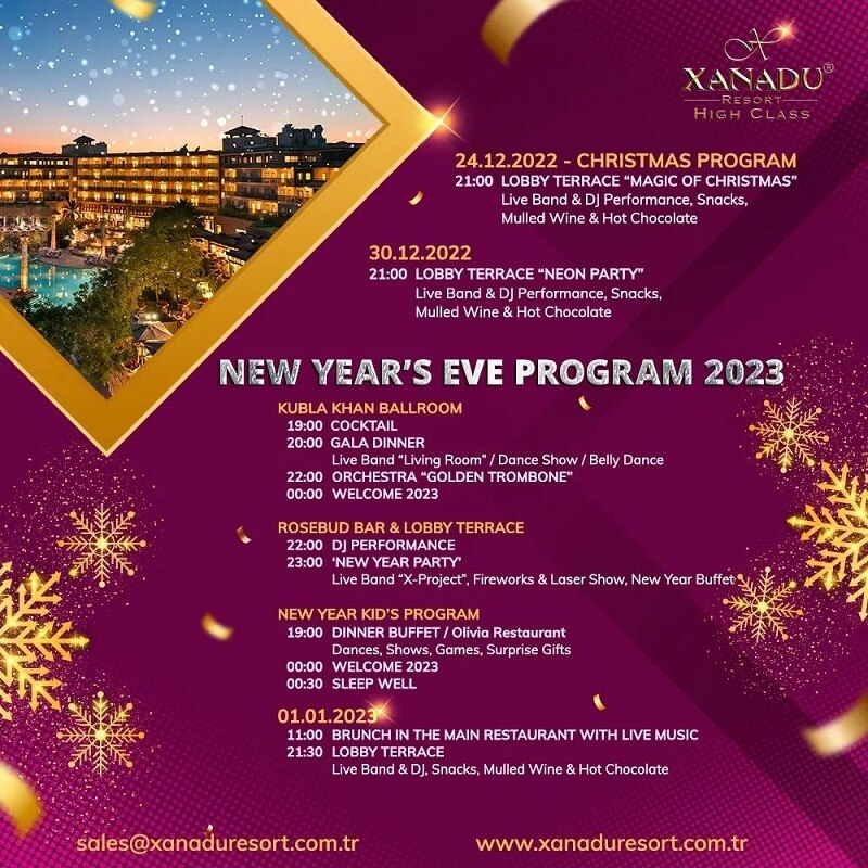Xanadu Hotels Belek Antalya Yılbaşı Programı 2023