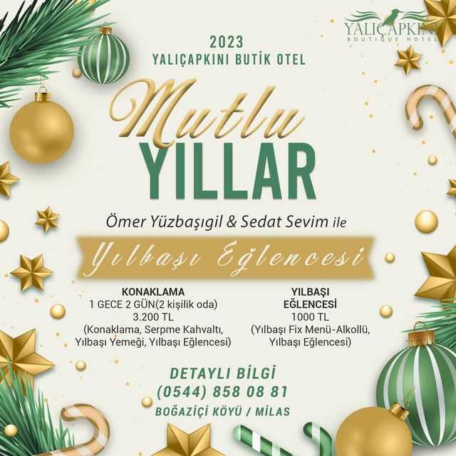 Yalıçapkını Hotel Muğla Yılbaşı Programı 2023