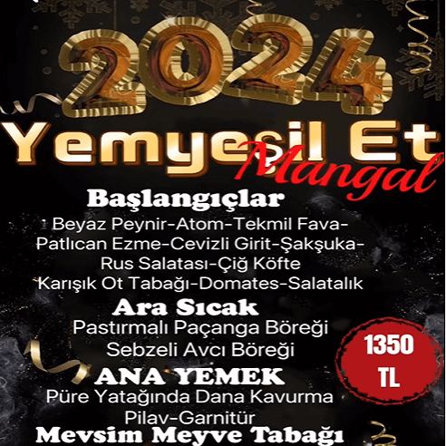 Yemyeşil Et Mangal Restoranı İzmir Yılbaşı Programı 2024
